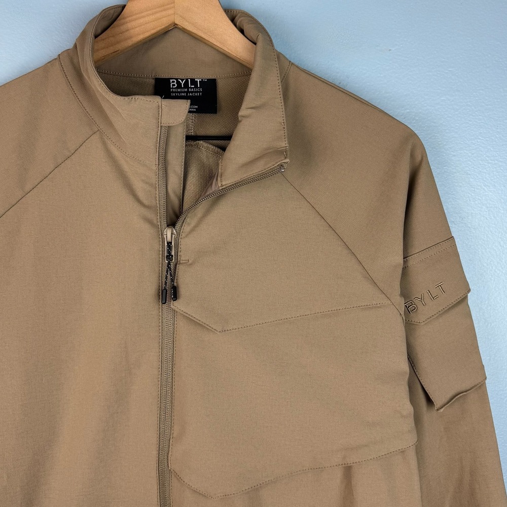 BYLT Skyline Jacket Mens Small Brown Tan Full Zip Performance Tech Utility Coat